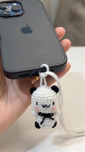 Crochet Panda Phone Charm🐼🤍#shorts#utubeshorts#diy#crochet#charms#phonecharm#panda#trending