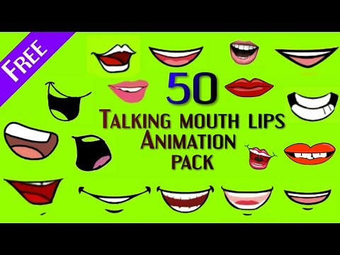 Top 50 talking mouth lips animated greenscreen talk vector pack