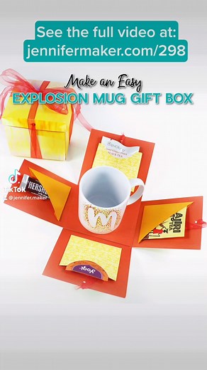 Are you looking for a fun way to wrap your mugs? How about a mug explosion box? Watch how easily you can make one! Get the free cut file on my blog at: https://jennifermaker.com/mug-gift-boxes | JenniferMaker.com