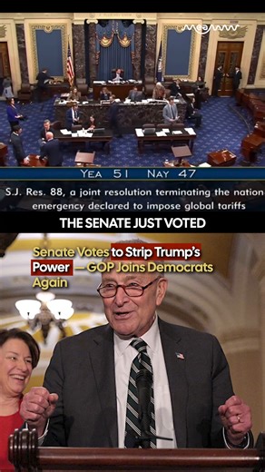Senate Votes to Strip Trump’s Power — GOP Joins Democrats Again In a 51–47 vote, the U.S. Senate moved to limit President Trump’s ability to impose tariffs — a surprising rebuke supported by multiple Republicans. #Trump #USSenate #PoliticsNews #BreakingNews #Trade #GOP | MEAWW