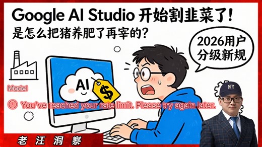 2026新规！Google AI Studio开始“割韭菜”了！Tier 1/Tier 2分级解读，免费版沦为“小白鼠”！谷歌怎么把猪养肥了再宰的，免费时代终结