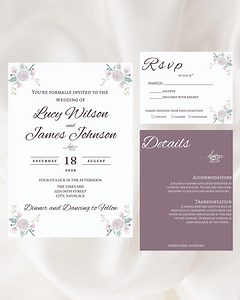 Fall Flower Wedding Invitation Template Suite Canva Fall Floral Wedding Invitation Invite - Etsy Australia