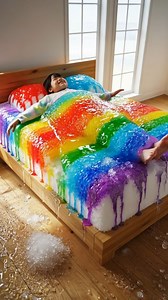 1.4M views · 21K reactions | 【ASMR】Rainbow Floaty Dreamscape Bed  | Rainbow Shaved Ice Air Mattress Colored Paper Bed | Relaxation #asmr #asmrvideo #relaxation #shorts #boba #rainbowbed #airmattressbed #paperbed Drift off on a whimsical bed made from rainbow shaved ice, an air mattress, and soft layers of colored paper. Enjoy gentle, cozy ASMR as this colorful fantasy bed crinkles, squishes, and soothes you into deep relaxation. | Boba Asmr | Facebook