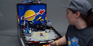 Pinball machine made entirely from Legos