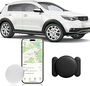 GPS Tracking Device for Vehicles,Real Time GPS Car Tracker Works with Apple Find My (iOS Only),No Monthly Fee Mini Hidden Car Tracker Device with Magnetic Case (Black,1PCS)