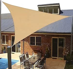 SUNLAX Sun Shade Sail 14' x 14' x 14' Sand Triangle Canopy Sail Shade Cover UV Block Permeable Sunshade Outdoor for Patio Backyard (We Make Custom Size)