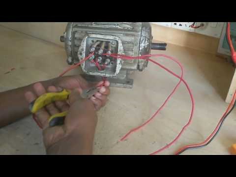 how to test three phase motor by single phase supply in English.
