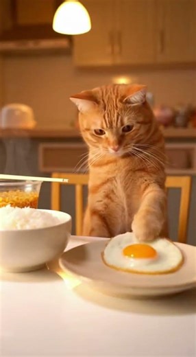 Orange Cat Performs Hilarious Egg Heist in Cozy Kitchen Scene