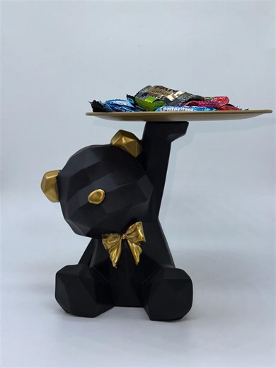 Luxury Black Teddy Bear Butler Tray | Gold Bow Bear Candy Stand | Cute Home Decor - Etsy Canada