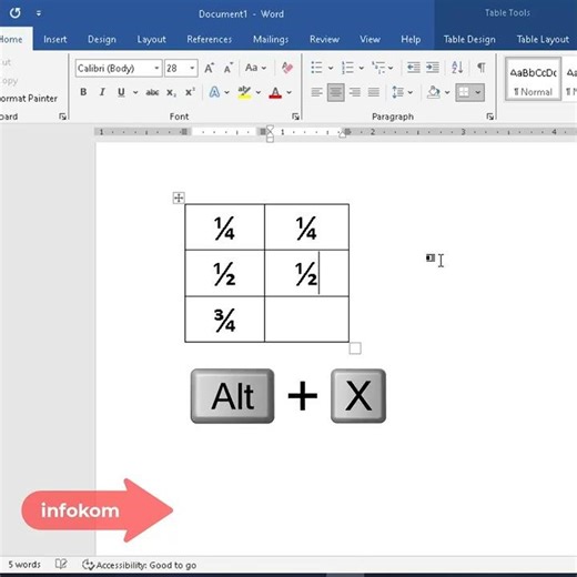 How to make the number 1/2