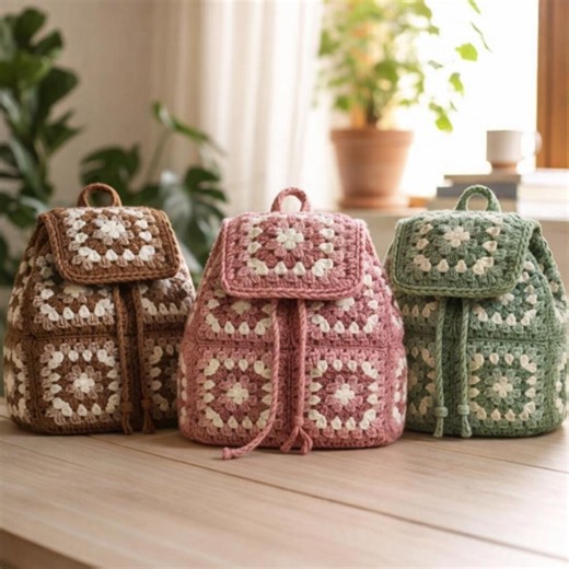 Granny Square Crochet Backpack Pattern PDF – Stylish Handmade Crochet Backpack With Straps - Etsy