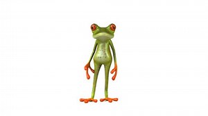 Fun 3D cartoon tropical frog dancing