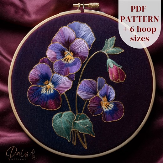 Advanced Violet Embroidery Pattern, Detailed Floral Hand Stitching PDF, February Flower - Etsy