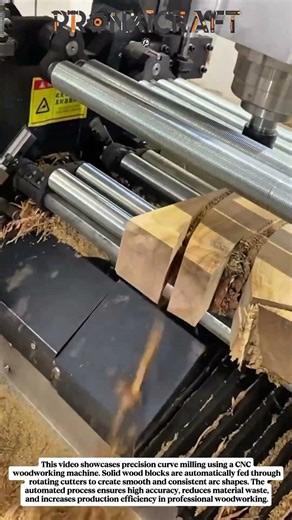 CNC Wood Curve Milling Process | Precision Arc Cutting with Automatic Feed