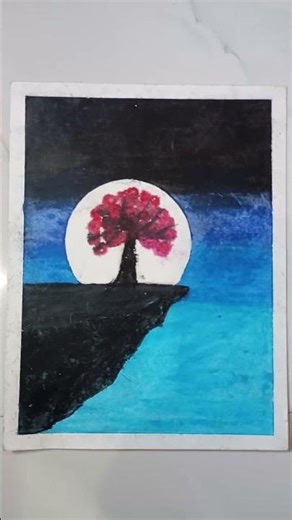 beautiful moon with tree #art #trending #moon #song