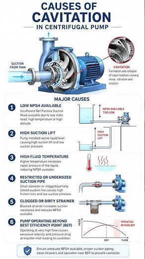 Causes of Cavitation in Centrifugal Pumps #cavitation #shorts