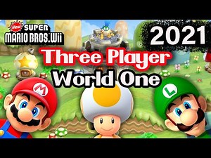 New Super Mario Bros. Wii – Walkthrough 2021 | 3 Players World 1 (All Star Coins 100%)