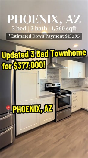 This townhome has a nice open concept! 3 bedroom, 2 bath, over 1500 sqft! There’s a covered patio and low maintenance backyard storage room! There’s community pools and private carport/street parking Currently Priced at $377,000! #phoenix #hometour #lifetimefitness #scottsdalefashionsquare #centralphoenix Listed by Realty ONE Group