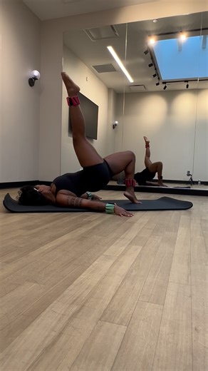 @takemeto.heaven on Instagram: "Mat Pilates has been my favorite style of fitness lately, just a little glimpse of my mornings ✨😎 #matpilates #detroitpilates #pilates #target #pmotd #amazon #blackwomendoworkout Bodysuit & Mat: Target Ankle & Wrist Weights: Amazon"