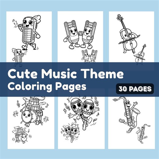 Music Lovers Coloring Book, 30 Printable Pages, Family Fun PDF - Etsy