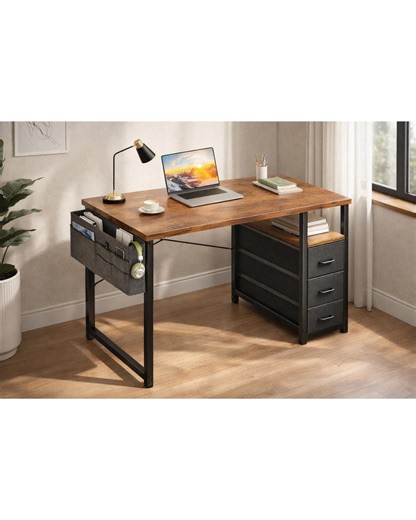 Small Computer Desk With Drawers, Study Desk for Bedroom, Small Space Writing Desk With Storage Shelf & Bag, Vintage Style Home Office Desk - Etsy