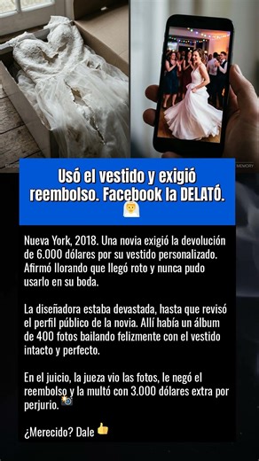 Usó el vestido y exigió reembolso. Facebook la DELATÓ. 👰