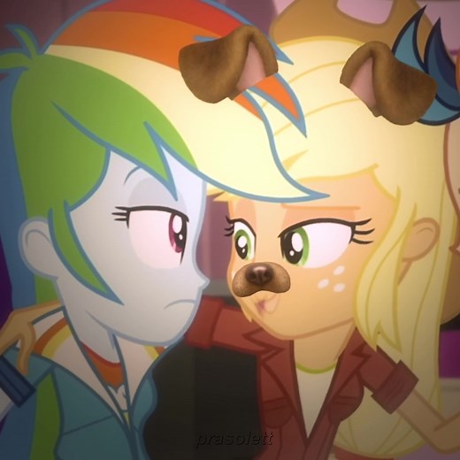 Adorable Apple Jack and Rainbow Dash Moment