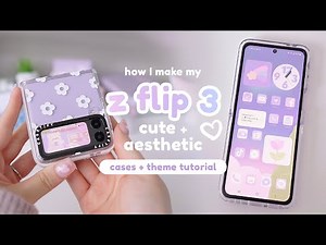how I make my samsung z flip 3 cute & aesthetic ☁️ | cases & purple android theme 💜💫
