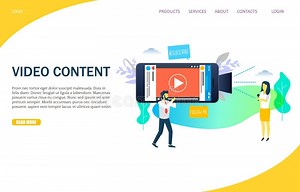 Video Content Vector Website Landing Page Design Template Stock Vector - Illustration of interface, journalism: 138948745