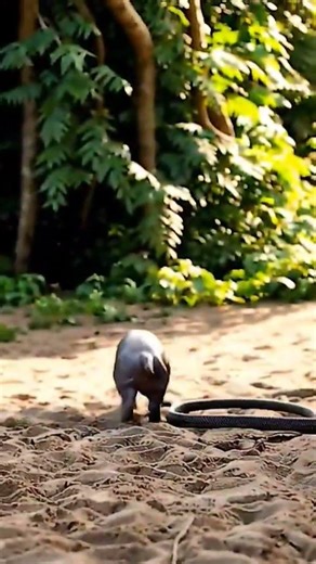A fight of snake vs Hippopotamus #wildlife #snake #hippopotamus