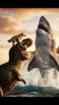 Dinosaur vs Shark – Epic Battle to Save a Dog 🦖🦈 #DinosaurVsShark