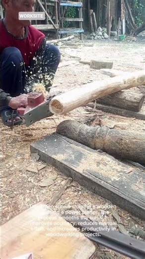 Shaping a Wooden Log with Power Planer | Traditional Woodworking Process