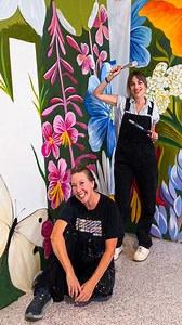 4.1K views · 196 reactions | Making lots of progress on our mural for @worthybrewing ! Yes we’re using drop cloths (they’re clear!!) and we are SO grateful to our host for letting us use his airplane hangar 凉! This is our most involved mural yet, where every nook & cranny is full of plants and other living creatures ✨ Lots and lots more to do. The white “ghost” shapes will be painted ;) | Katie Daisy | Facebook