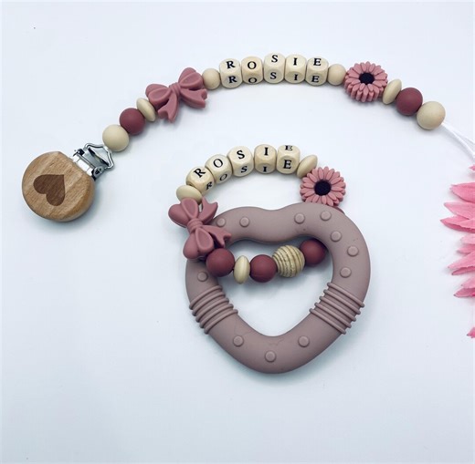 Personalized Pacifier Clip, Rattle Custom Baby Shower Gift|binky Holder, Soother Clip|newborngift, Babygirlgift - Etsy