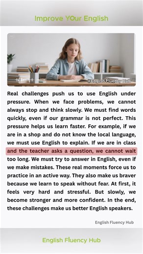 32K views · 1K reactions | Real challenges push us to use English under pressure  #learnenglish #englishtips #challenges #English | English Fluency Hub | Facebook