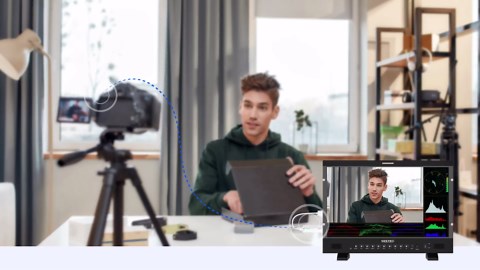 Wireless HDMI Transmitter and Receiver 30m, 4K Decode 1080P@60Hz Plug & Play HDMI Wireless Adapter, Portable Dual Band 2.4G/5G for Office Meetings, Home Theater, Outdoor Use