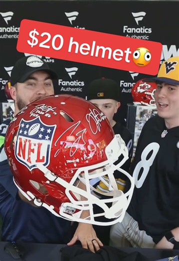$20 got him THIS helmet …🤯 #sportsmemorabilia #football #nflfootball #nfl #sportscollector