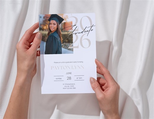 Graduation Invitation Template With 2 Sides and Pictures! - Etsy