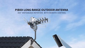 PBD WA-2608 Amplified Outdoor TV Antenna – Long Range with UHF/VHF, 360° Motorized Rotation, Remote Control, Mounting Pole, and 40FT RG6 Cable – Supports 4K, 1080P, Smart and Older TVs (2 Outputs)
