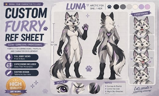David1patience: I will furry ref sheet furry reference sheet character sheet oc anthro nsfw ref shee for $10 on fiverr.com