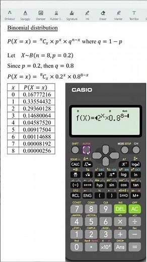 Fastest way to list all probabilities for Binomial distribution using fx-570/991ES, 570VN calculator