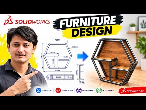 SolidWorks Furniture Design: From Sketch to 3D Hexagon Shelf