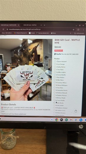￼$500 Gift Card waffle winner Announced! First name pulled is the winner! Next waffle is up and live! | HM Cattle Meats & More