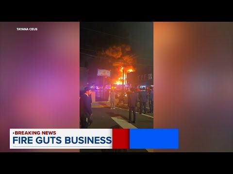 Massive fire breaks out at auto body shop in Hillside, destroys several businesses