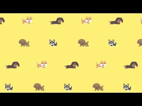 Stock Video - Dog Pattern in Pixel Art Animation, Yellow Loop Background