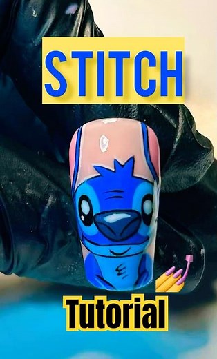 Stitch 🌸 #uñaspresson - Tutorial facil #stitch 💅🩵 #nailsbynaza 🎥 RTGvlogsoficial