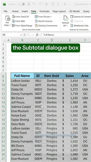 How to get subtotals in Excel using shortcuts! #excel #spreadsheet #excelshortcuts