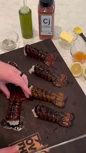 Honey Cajun Butter Lobster Tails Recipe | Over The Fire Cooking by Derek Wolf