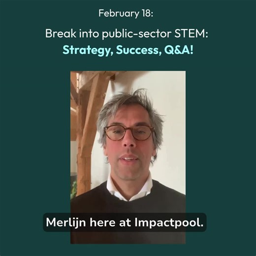 Impactpool on Instagram: "This is your chance to hear from Impactpools career coaches! 🚀 Join this strategy-focused session during Tech for Global Good to learn how to: ✨ Transition from the private sector ✨ Navigate the application process ✨ Position yourself for success …plus a live Q&A to get your questions answered by Merlijn Angad Gaur! 📅 Don’t miss out, level up your career in STEM! Register today: https://www.impactpool.org/vcf/events/VkKwn?utm_source=Facebook&utm_medium=social&utm_camp