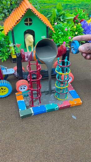 😱 Real Mini Tractor Cement Pillar Making | DIY Working Construction Machine 🚜 #shorts